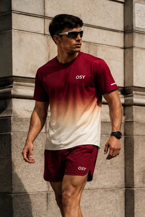 OSY Gradient Performance Tee - Burgundy Dusk