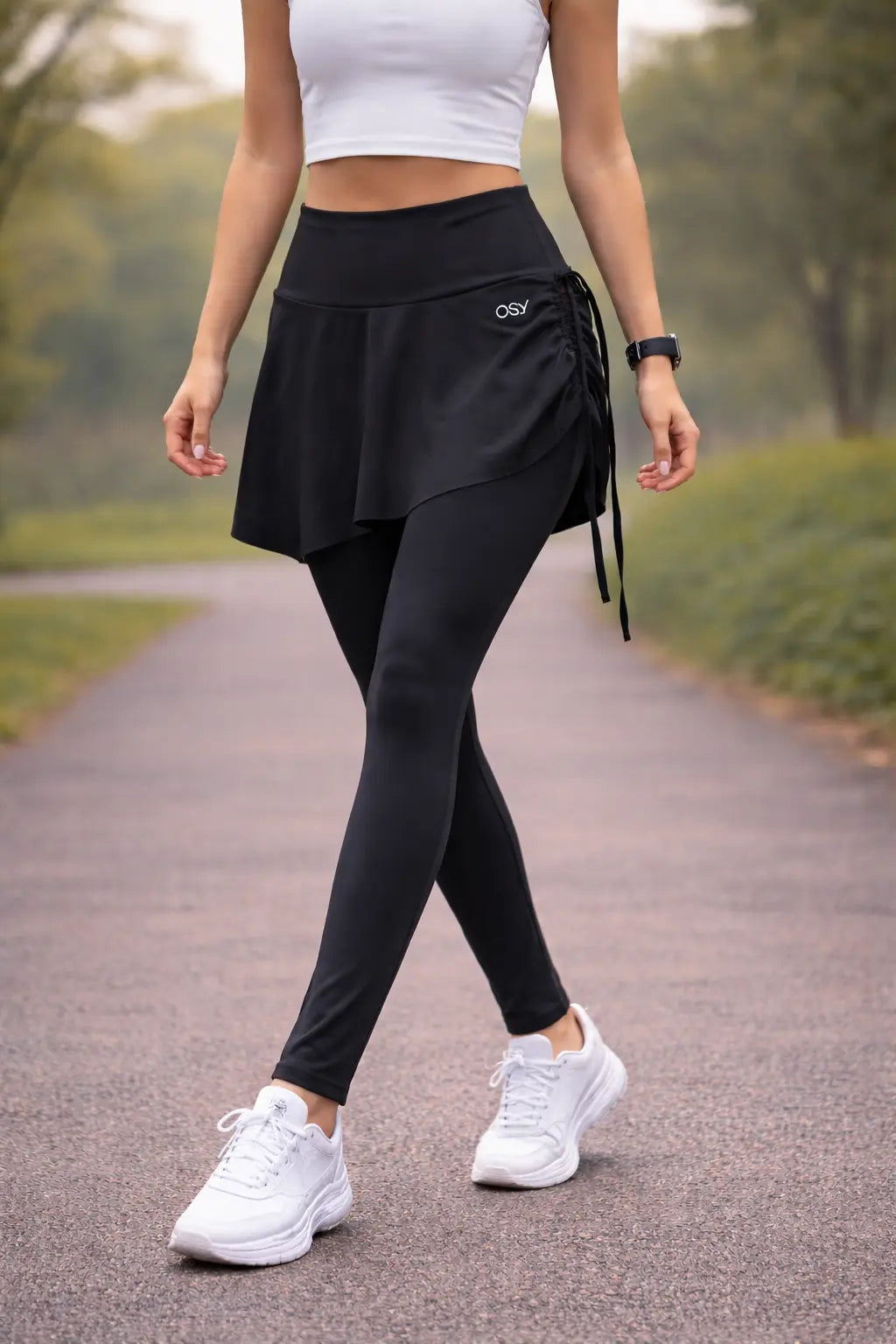 OSY Wrap Active Skirt Leggings – Black