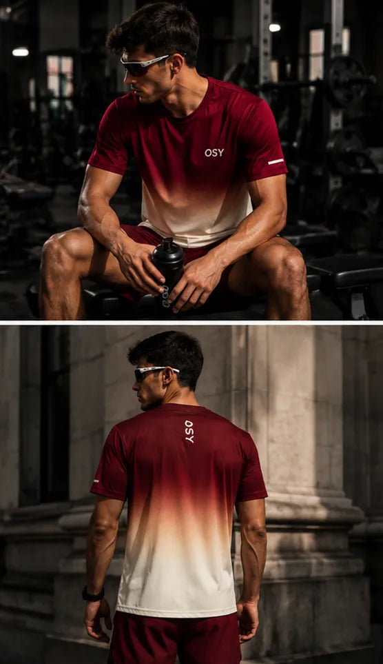 OSY Gradient Performance Tee - Burgundy Dusk