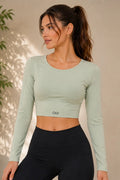 OSY Crossback Active Crop Top – Sage Green