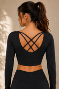 OSY Crossback Active Crop Top – Black