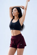 OSY Women's 2-in-1 Running Shorts with Inner Pocket - Maroon