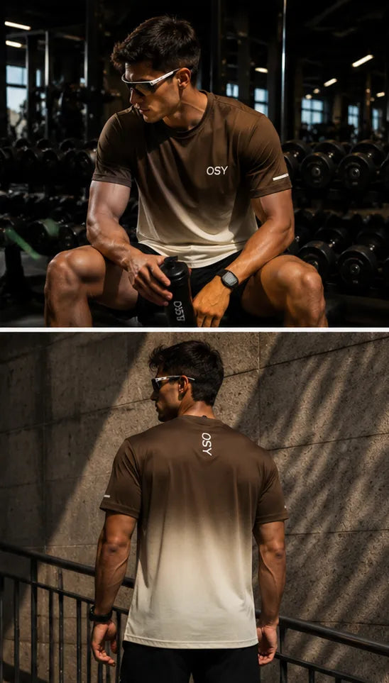 OSY Gradient Performance Tee - Mocha Fade