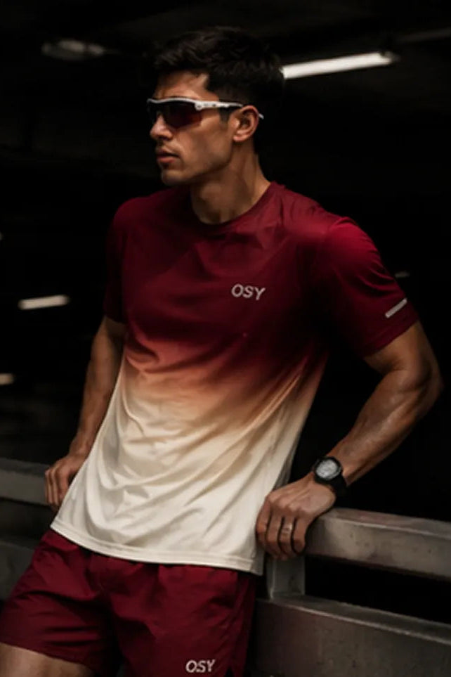 OSY Gradient Performance Tee - Burgundy Dusk